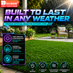 DUBOR Premium Soft Artificial Grass Carpet Wear Resistant Fake Grass Mat Weatherproof Decor Lawn Carpet Non-Slip Green Turf Rug for Garden Balcony Patio Pet Play Area