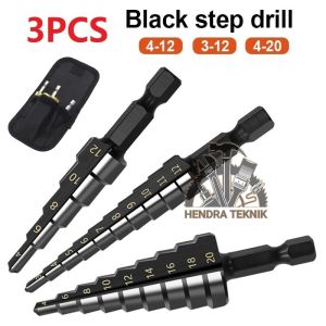 STEP DRILL SET 3PCS MATA BOR TINGKAT SET BOR PAGODA SET BOR CEMARA KERUCUT 3-20mm
