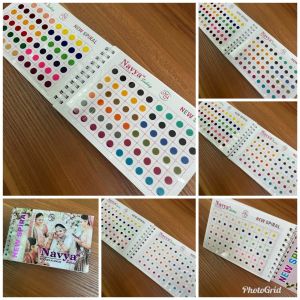 BD16 Bindi/ Pottu/ Sticker Pottu Booklet Navya 300 bindis- pastel shaded white stone border & white single stone mixed