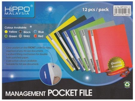HiPPO PVC Management Pocket File- 8 colors available: Black, Red ...