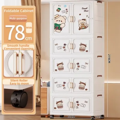 Tủ nhựa gấp gọn 70-78cm tủ nhựa đựng quần áo Dễ lắm ráp tủ quần áo trẻ em Mô hình gấu tủ nhựa cho bé/tủ quần áo nhựa/tủ nhựa duy tân