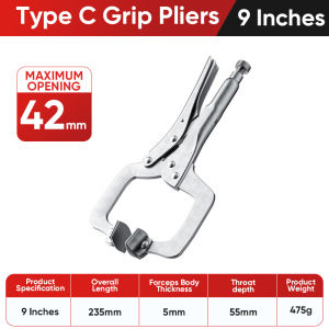 Mitsushi Multi Functional Pliers with Round Mouth and Blade Flat Mouth Straight Mouth Clamping Pliers Labor-saving Pliers Quick Clamping C-shaped Pliers