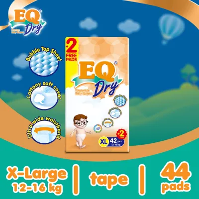 EQ Dry XL (12-16 kg) - 44 pcs x 1 pack (44 pcs) - Tape Diapers