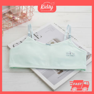 KIDSY READY STOCK Girls Cotton Bra Teenagers Adjustable Shoulder Strap Anti-Slip Comfortable Cotton Bra 8-12Y