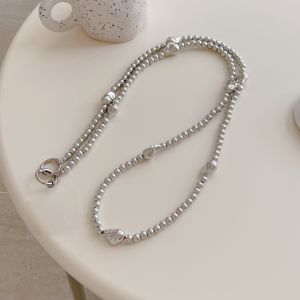 IC [New] Tali Lanyard Selempang Hp Manik Manik Silver Chrome Hearts Beads Love PhoneSling Lanyard Simple SM312