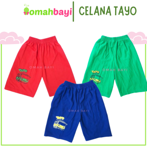 Celana Pendek Harian Anak Laki-Laki Umur 1 - 10 Tahun Bahan Kaos Nyaman Buat Di Rumah Motif Tayo Random dan Print Ukuran Elastis Untuk Anak - Lazada
