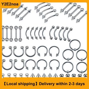 【Local shipping】 60Pcs Steel Mixed Nose Lip Eyebrow Tongue Belly Bar Ring Body Jewelry