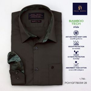 PAUL MARC เสื้อเชิ้ตแขนยาว signature bamboo ผสมใยไผ่ลดแบคทีเรีย กลิ่นอับชื้น ผ้านุ่มมาก รีดง่ายมาก ใส่สบาย PCH1GF7B03W