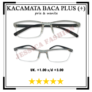 Kacamata Khusus Baca Rabun Dekat Ready Ukuran +1.00 s/d +3.00 Gaya Sport Trendy Untuk PRIA WANITA Model Semi Rimless Persegi Panjang - COD