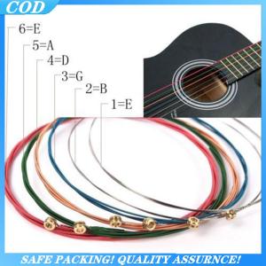 (COD) NEW One Set 6pcs Rainbow Colorful Color Strings For Acoustic Guitar Accessory