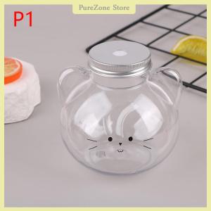 [PureZone] Kawaii Cat Water Bottles For Milk Tea Coffee Juice Portable Drinking Cup Home Transparent Juicing Beverage Drink Bottle BPA Free