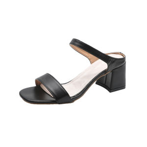 [Free Shipping] WomenS Summer New Korean-Style Chunky Heel Fashion Sandals With A Square Toe Perfect For Wearing Outside Trendy Ins Style