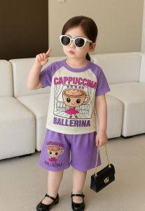 Setelan Baju Harian Anak Motif Lucu Bahan Katun Adem Ready Usia Anak 2-10 Tahun Motif Ballerina Cappucina Warna Random