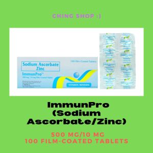 Immunpro Non acidic vitamin C (SODIUM ASCORBATE + ZINC) 500mg/10mg . 100pcs per box