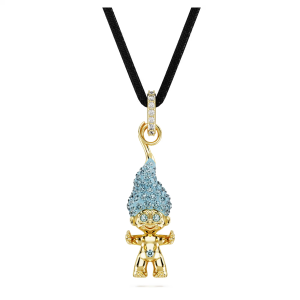 💖Swarovski💖(New)Good Luck Trolls Gold "Little Devil" Blue Diamond Pendant Necklace S925 Sterling Silver Womens Fashion Necklace Hypoallergenic Non-allergenic Valentines Day Gift Birthday Gift for Girlfriend Bestie