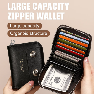 Mens Large Capacity Zipper Card Holder Waterproof Multi-Slot ID License Credit Card holder Small Leather Coin Purse Wallet