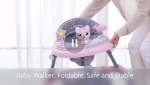 Baby learning walker with quiet wheels adjustable height