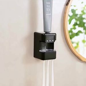 FFBH Automatic Toothpaste Squeezer 3 Toothbrushes Slots Self Adhesive Toothbrush Sterilizer Rechargeable 9R3H1