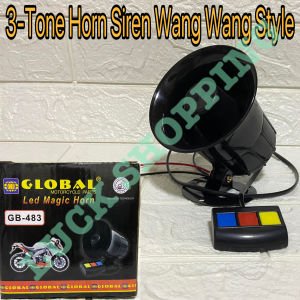 GLOBAL Motorcycle Siren Police Horn WANG WANG 3-Tone Switch Control Led Magic Horn for various motor vehicles 12V