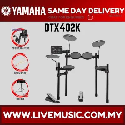 Yamaha DTX402K 5-Piece Electronic Drum Set with Amplifier Drumsticks and Throne ( DTX-402K )