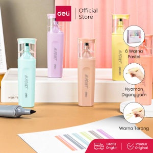 Deli Highlighter Set / Penanda Set Isi 6 Warna Pastel Desain Lucu S616