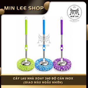 Cây lau nhà xoay 360 độ cán inox đầu bông lau sàn màu ngẫu nhiên