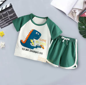 Stelan Anak laki dan perempuan motif animasi animal Lengan pendek /Baju set anak 6 bln - 5 th terbaru