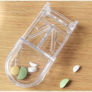 Brightbling Tablet Pill Splitter Pill Cutter Box Portable Small Medicine Box Pill Holder Portable Plastic Pill Box