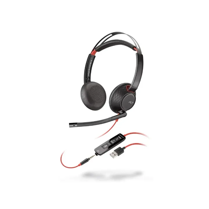 Poly Plantronics - Blackwire 5220 USB-A Dual Ear Wired On Ear Headphones with Mic (Stereo)