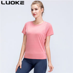LUOKE Big Size 100kg Women Candy Color Short Sleeve Quick Dry Sport T-Shirt Sports Shirt Exercise Tops Yoga Clothes for Women