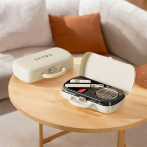 STATIONERY ประหยัดพื้นที่ ชุดอุปกรณ์เย็บผ้า DIY โดปามีน พร้อมที่จับ ชุดเครื่องมือเย็บผ้าแบบแมนนวล ชุดเครื่องมือเย็บผ้า แบบพกพา กล่องเข็มและด้าย ช่างฝีมือ