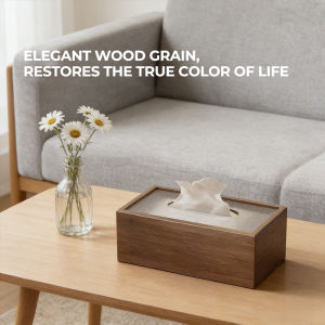 [SG] Wood Tissue Box Holder Luxury Walnut Napkin Storage Organizer Car/Office/Home