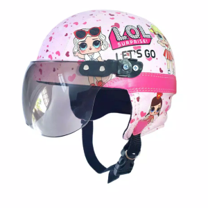Helm Anak retro Polos Strip kaca riben untuk usia 1 sampai 4 Tahun