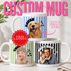 Personalized Mug with Photo & Name | 11oz Ceramic Mug | Custom Pet Baby Family Mug Gift | Giveaway