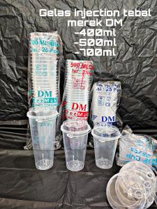 GELAS INJECTION/GELAS PLASTIK MEREK DM/GELAS INJECTION TEBAL KUAT ISI 25 PCS