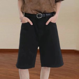 💖HOT💖กางเกงยีนส์ขาสั้น ผู้ชาย สไตล์อเมริกัน ขากว้าง ทรงหลวม ย้อนยุค สไตล์เกาหลี แมตช์ง่าย