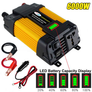 Power Inverter 4000/6000 Watt Peak DC Modified Sine Wave 12V to AC 220V Car Power Charger Inverter