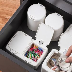 Mini Cotton Swab Storage Box Desktop Small Object Organization Jewelry Container Press Pop-Up Window Type Classification Storage