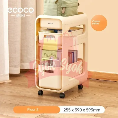 SyokSyok ECOCO Desktop Multipurpose Multi Layer Storage Floor Trolley Storage Cabinet Storage Box With Wheels