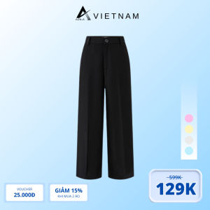 Quần ống suông cạp cao hack dáng vải tuyết mưa cap cấp quần nữ dài ống rộng thương hiệu Azila