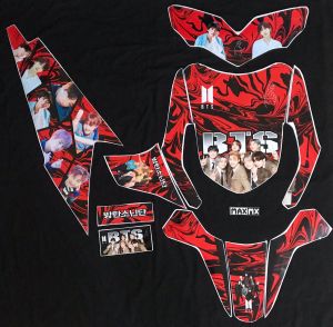 Decal Stiker Beat Karbu motif BTS hitam merah setiker custome animasi