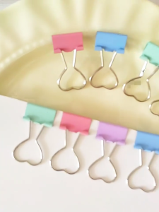 40 Pcs/Set Heart Shape Binder Clips Paper Clips Multifunctional Clips Foldback Clips School Office Home Supplies