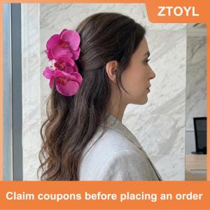 【ZTOYL】 Ombré phalaenopsis tóc Clip thanh lịch Phong lan barrette hoa cao cấp phụ kiện tóc cho phụ nữ văn phòng Đảng phong cách