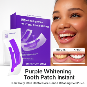 Purple Instant Teeth Whitening Strips/Oral Care Strips With Activated Charcoal/Gentle Cleansing Daily Oral Hygiene/Trendy Design For Women & Men