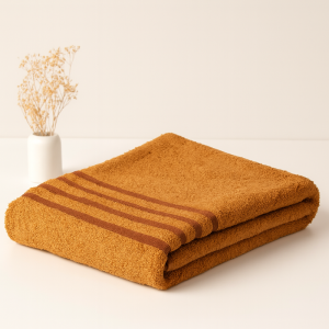 ผ้าเช็ดตัวสีเหลือง ผ้าเช็ดตัวผ้าคอตตอนเกลียวคู่ รุ่นคลาสสิค ขนาด 70x140 cm ถวายพระสงฆ์ ทำบุญ ทำสังฆทาน