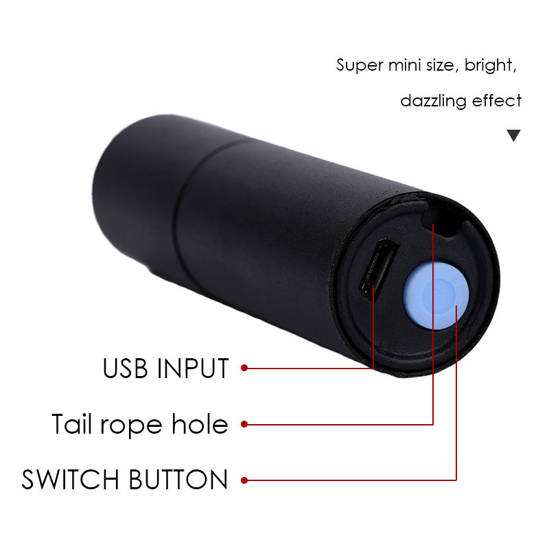 Mini lampe torche de randonnée/pêche d'extérieur avec zoom, rechargeable par USB et étanche, à LED pour une utilisation nocturne._voghion.com