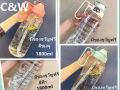 ขวดน้ำพลาสติกสำหรับเล่นกีฬาขนาด1800มล. 60ออนซ์,ขวดน้ำสำหรับการเดินป่าปีนเขากิจกรรมกลางแจ้งพื้นที่ด้ามจับ. 