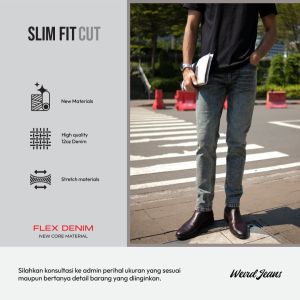 Weird Jeans - Space Blue - Celana Jeans Denim Panjang Pria Straight Fit Strech Polos Warna Biru Unik Nyaman