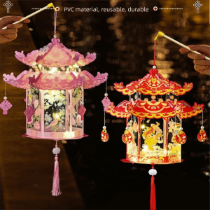 NOER PVC Mid-Autumn Festival Lanterns Handheld DIY Assembly Handheld Lantern  Blessing Words Palace Lantern Mid-Autumn Festival