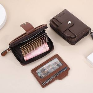 Business Leather Short Billfold Card Holder Purse Wallets for Men Zipper  Coin Purse